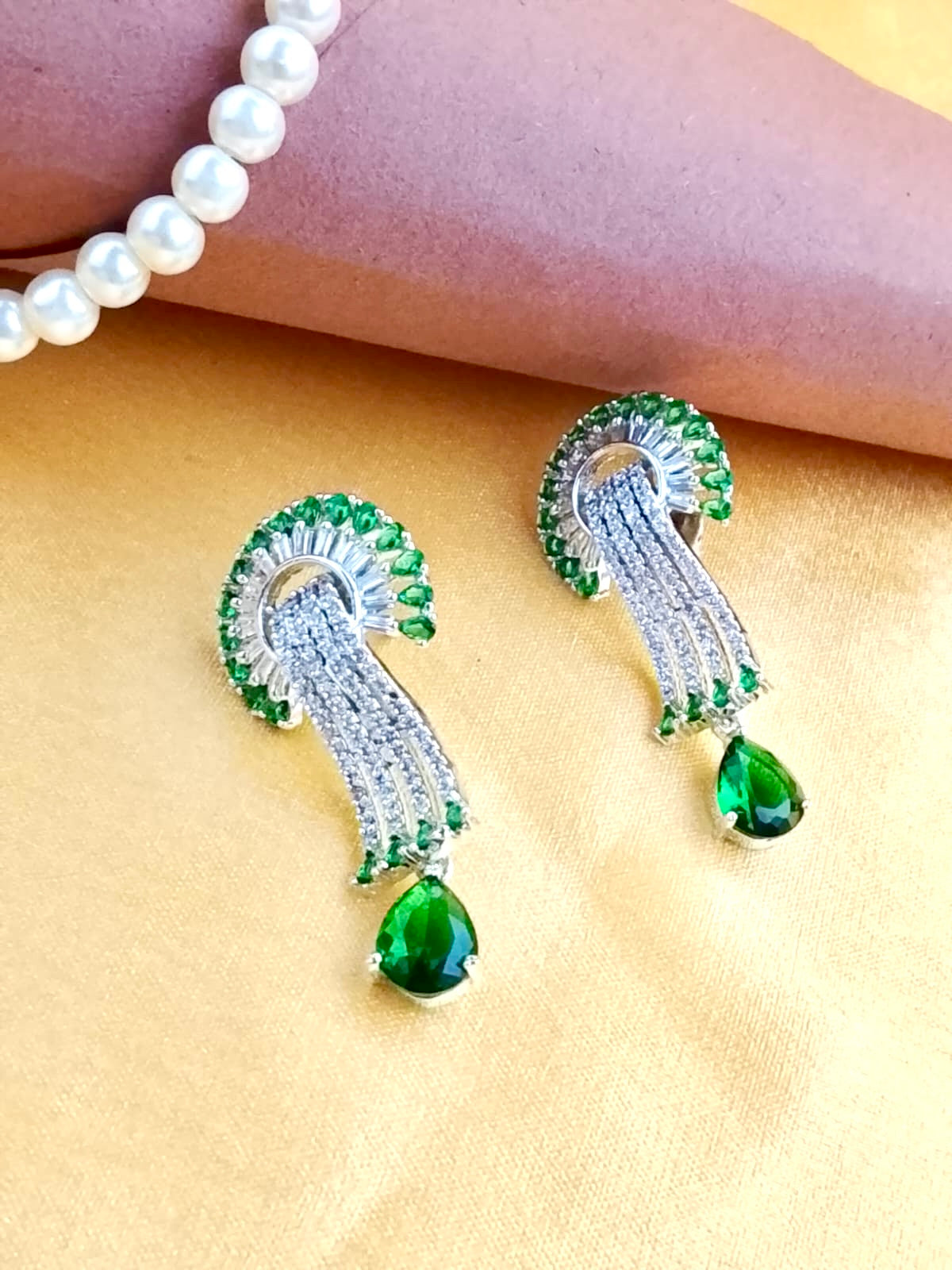Emerald Ritz Art Deco Dangle Earrings