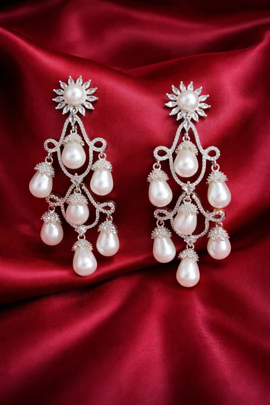 Majestic AD Pearl Chandelier Drop Earrings