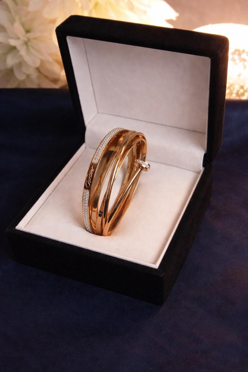 Cartier anti tarnish bracelet with 3 line nail cuff design