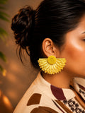 Golden Sunflower Statement Stud Earrings