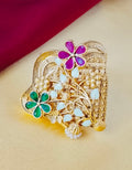 Antique gold-plated floral lattice cocktail ring