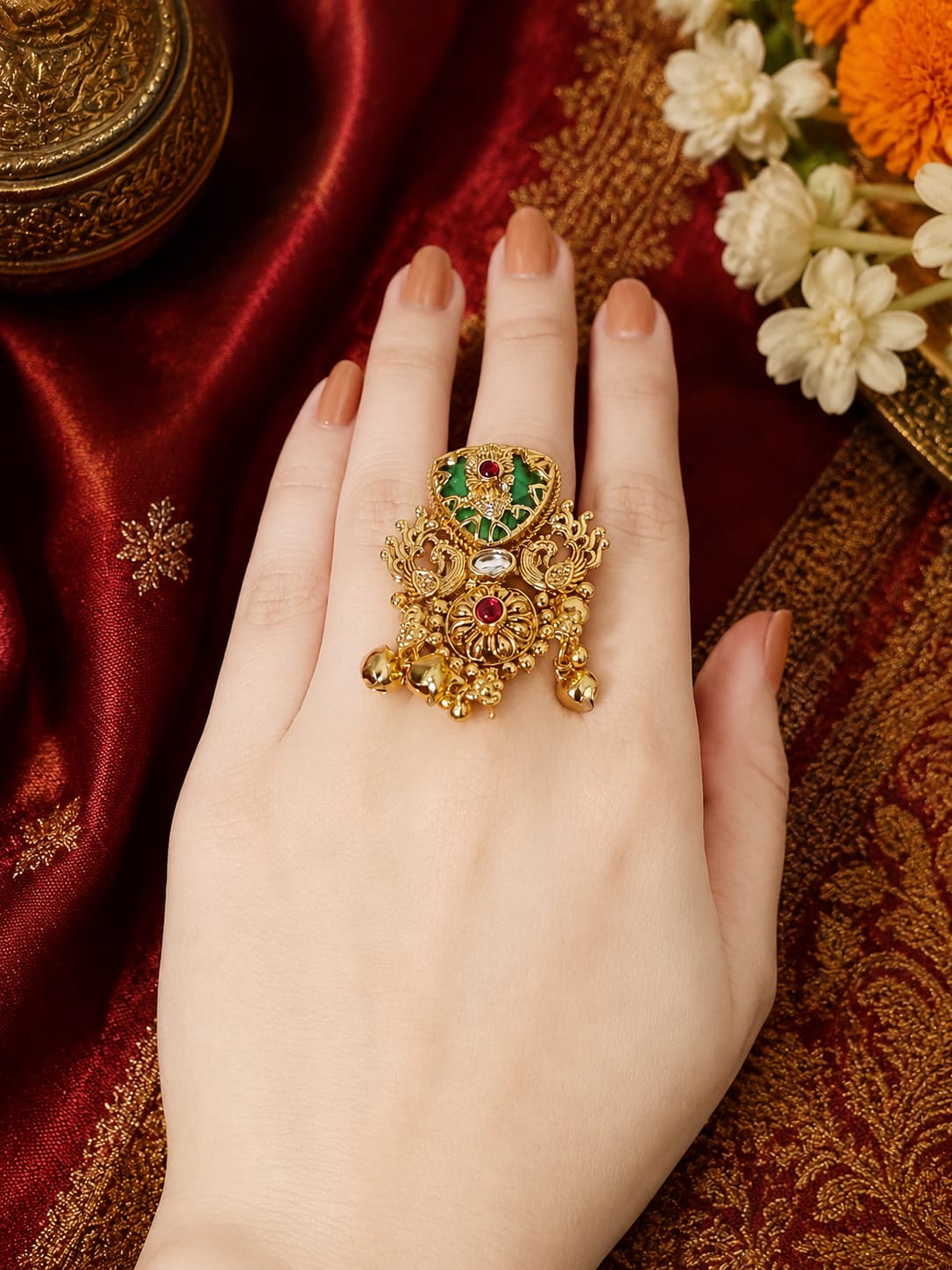 Traditional Rajwadi Peacock Long Ring