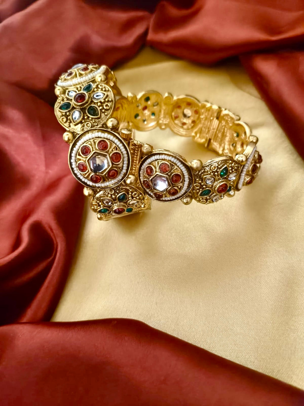 Royal Rajasthani Kundan & Meenakari Bridal Kada Set