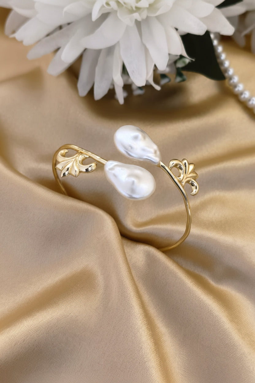 The Aurelia Baroque Pearl Open Cuff Bracelet