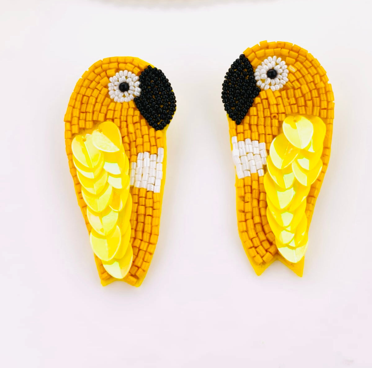 Handmade  parrot beaded stud earrings