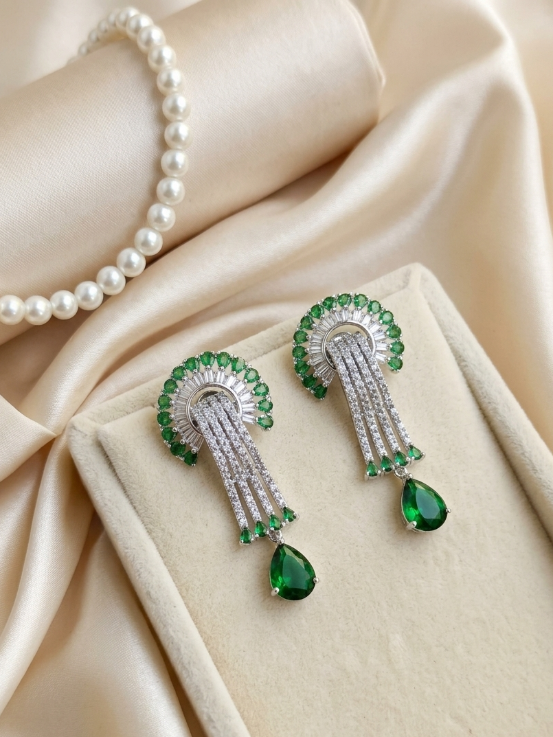 Emerald Ritz Art Deco Dangle Earrings