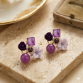 Violet Bloom Pastel Floral Stud Earrings