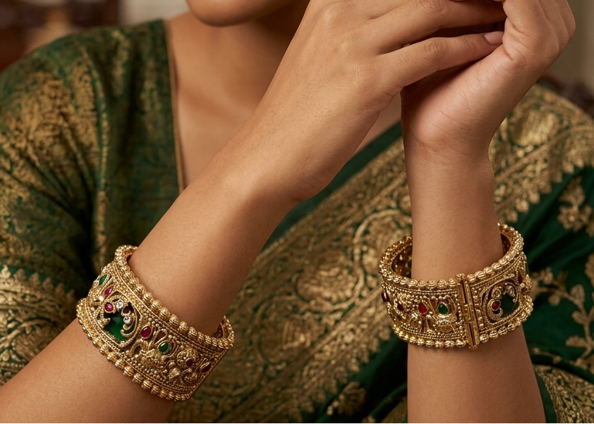 Peacock Green Antique Kada