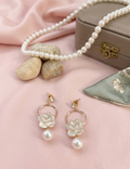 Elysian Rose Pearl Drop Earrings